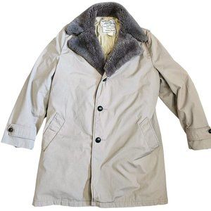 L.L. Bean Beige Coat with Gray Collar